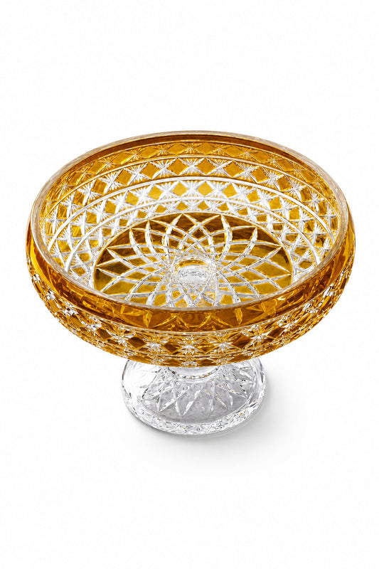 Kristal Sunum Kasesi 28 cm - Ametist Desenli Dekoratif Sofra Kasesi, 1 Adet