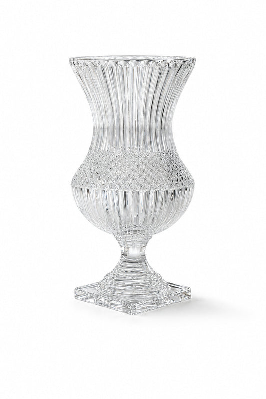 Saray Model Lüks Ayaklı Kristal Vazo 39x20 cm - Dekoratif Salon Vazosu, 1 Adet