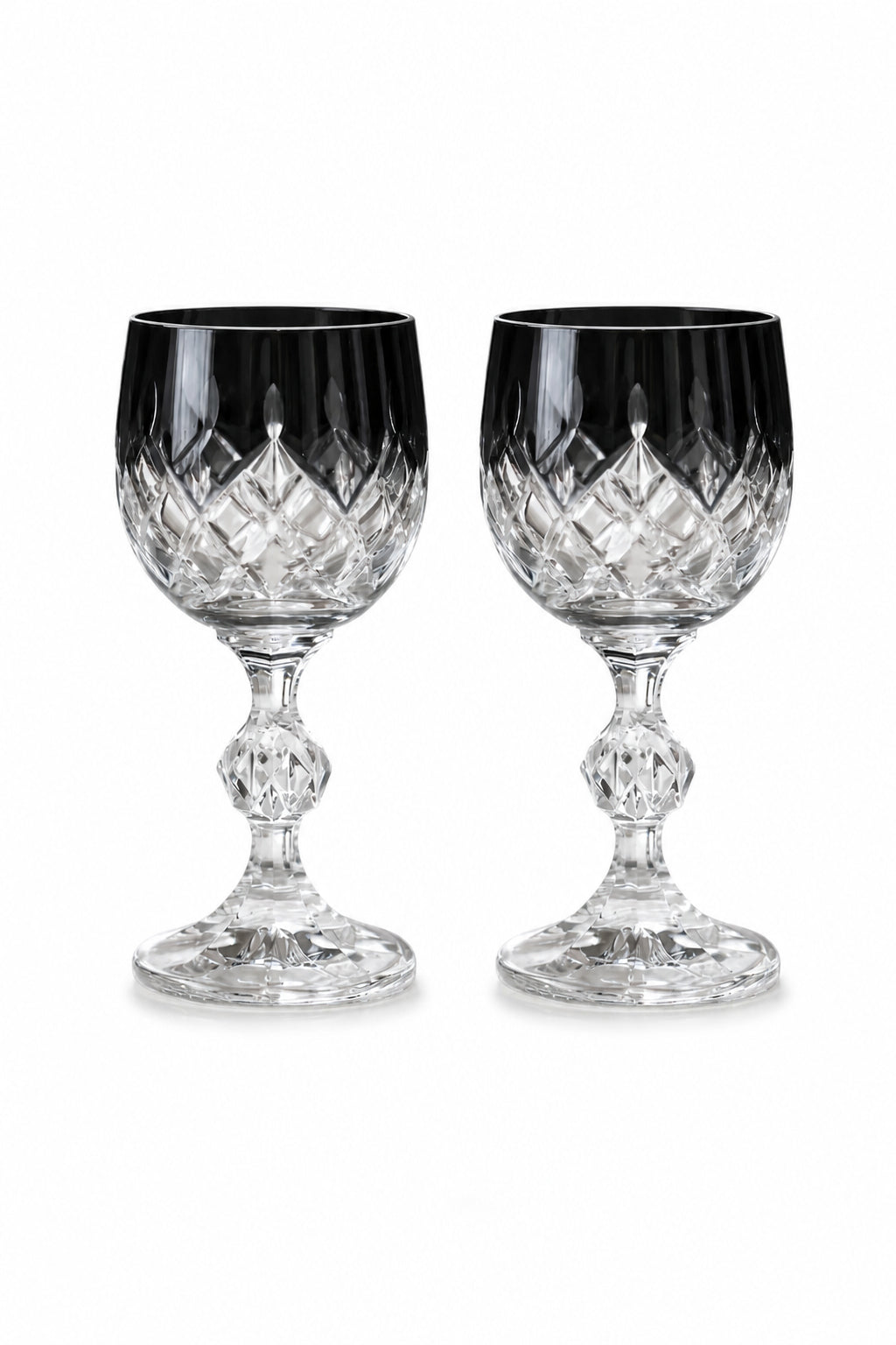 Bohemia Renkli Kristal Ayaklı Kadeh 150 ml - Küpeli Damla Kahve Yanı Su Bardağı, 2 Adet