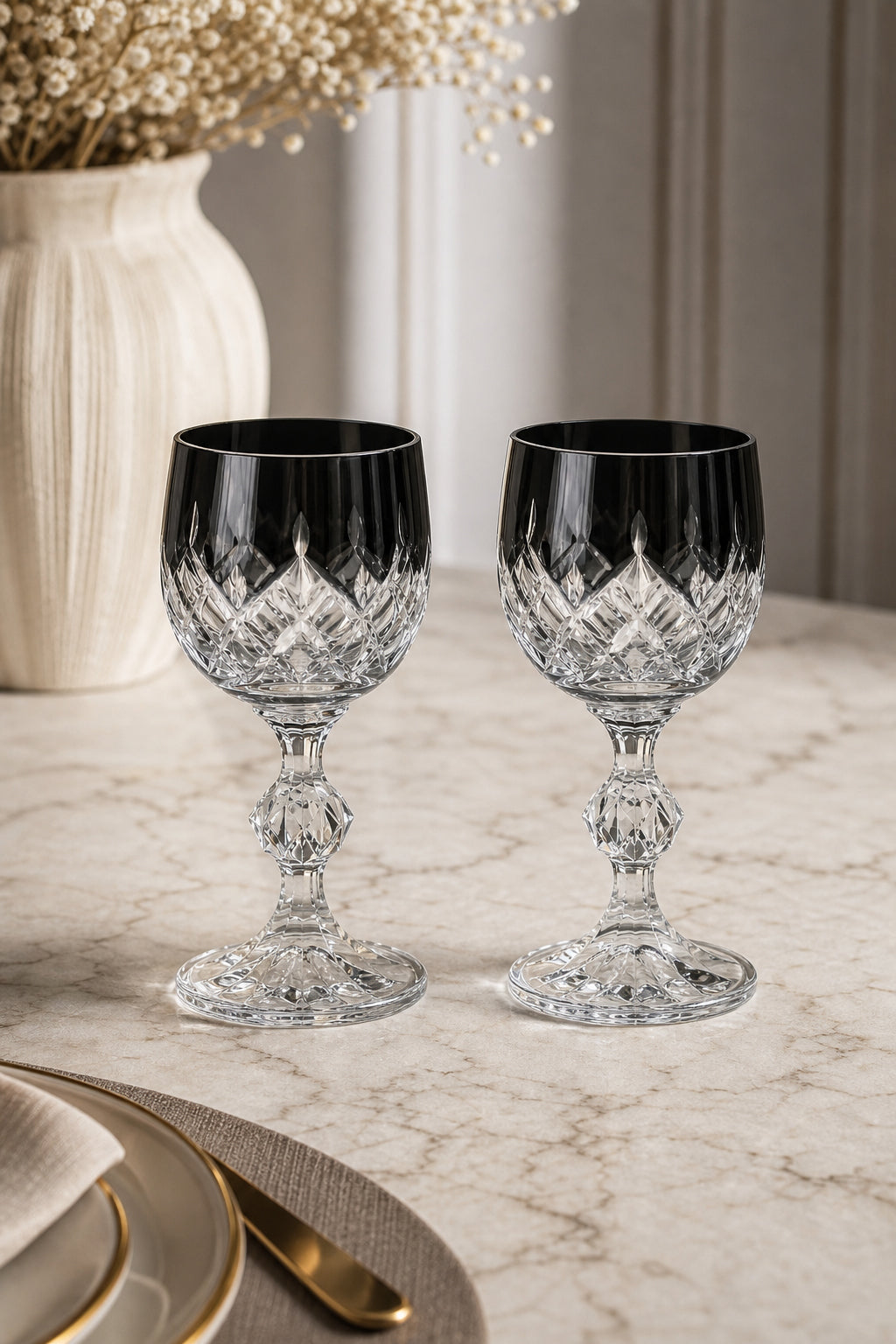 Bohemia Renkli Kristal Ayaklı Kadeh 150 ml - Küpeli Damla Kahve Yanı Su Bardağı, 2 Adet