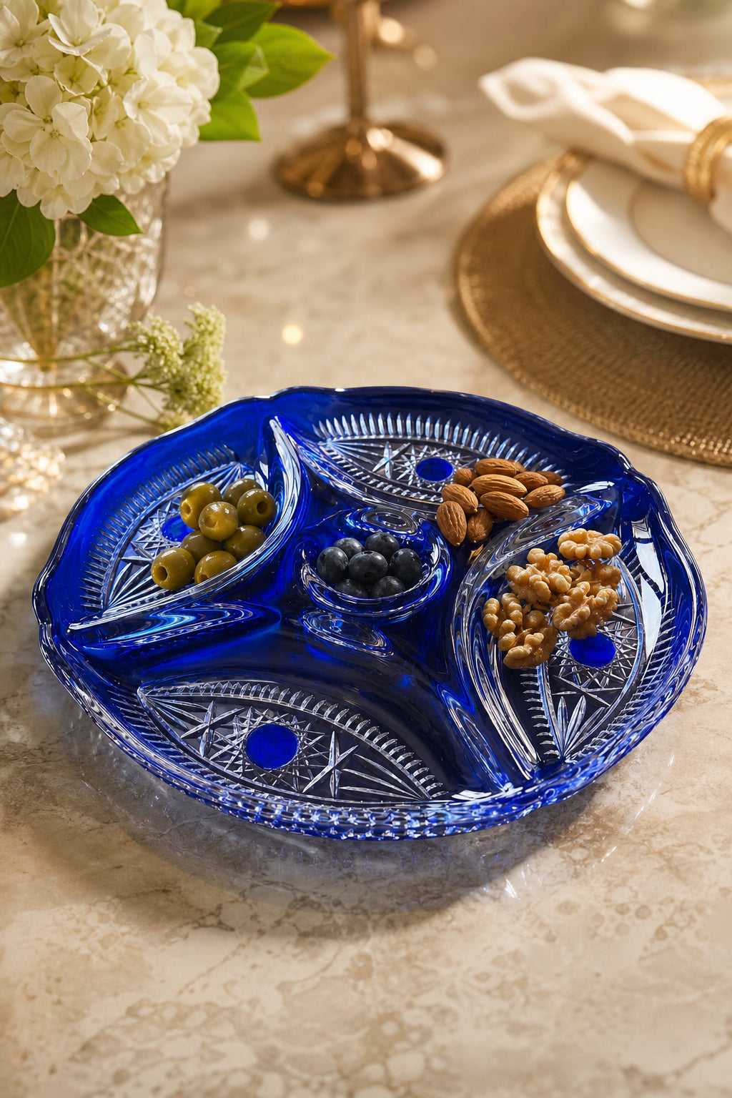 Kristal Servis Tabağı - Kahvaltılık ve Çerezlik Sunum Tabağı, 1 Adet