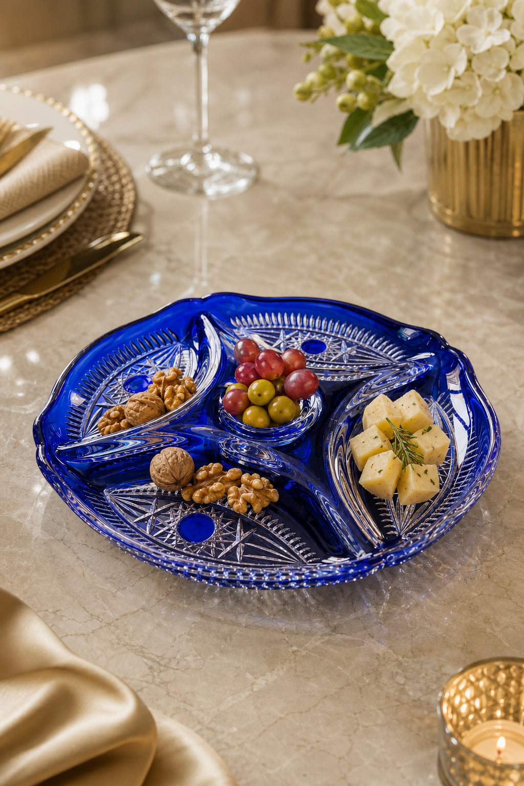Kristal Servis Tabağı - Kahvaltılık ve Çerezlik Sunum Tabağı, 1 Adet