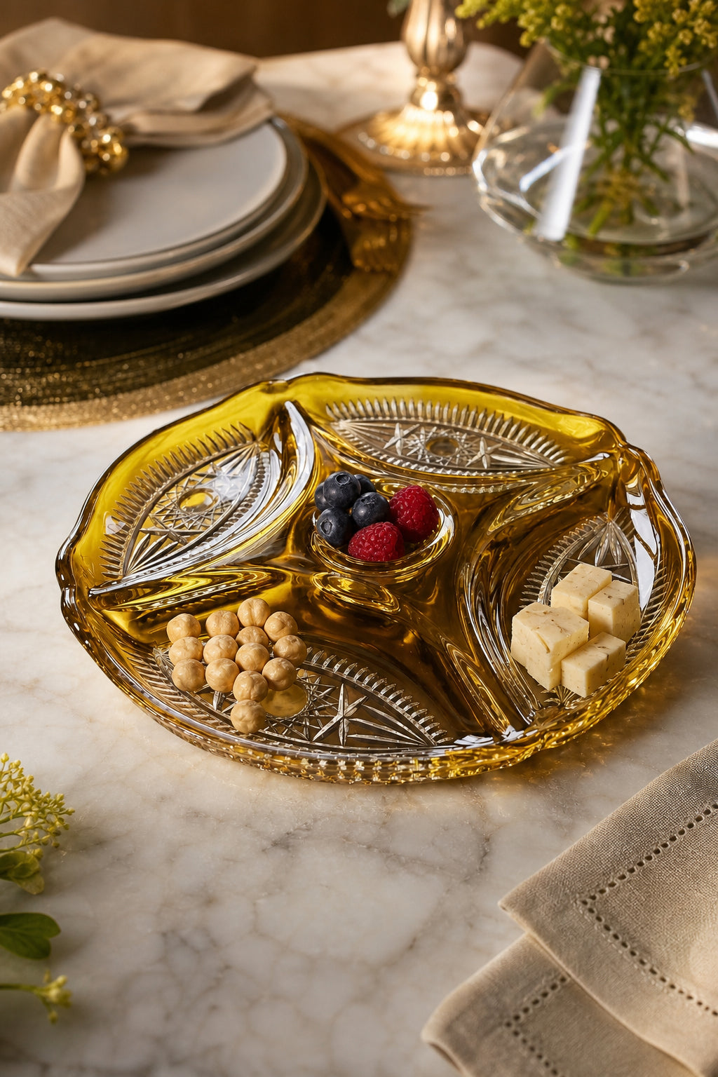 Kristal Servis Tabağı - Kahvaltılık ve Çerezlik Sunum Tabağı, 1 Adet
