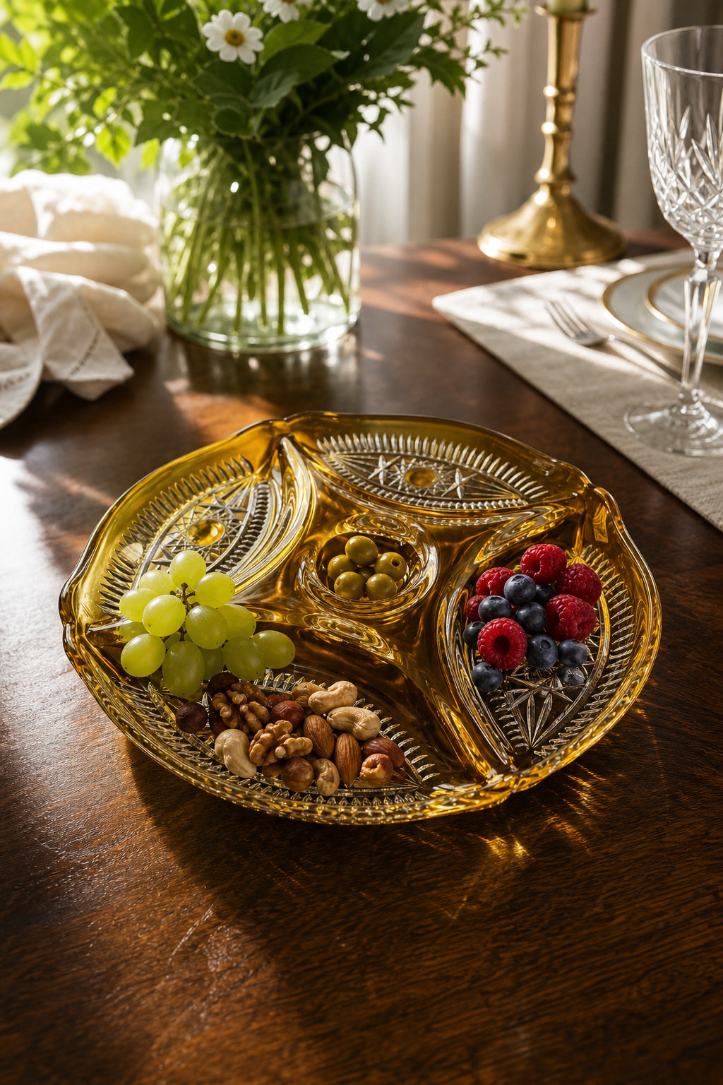 Kristal Servis Tabağı - Kahvaltılık ve Çerezlik Sunum Tabağı, 1 Adet