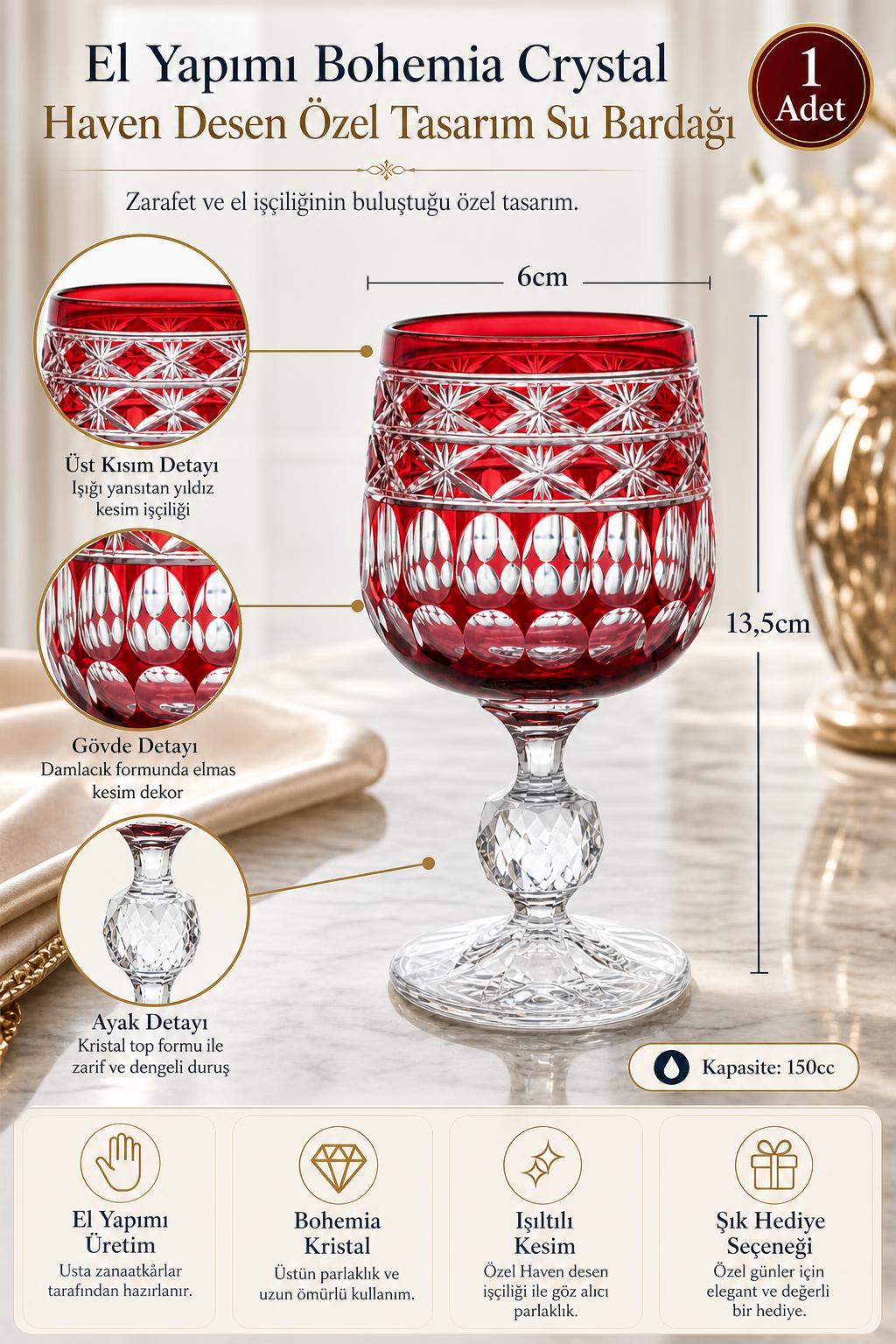 Bohemia Kristal Su Bardağı - Haven Desen. 1 Adet