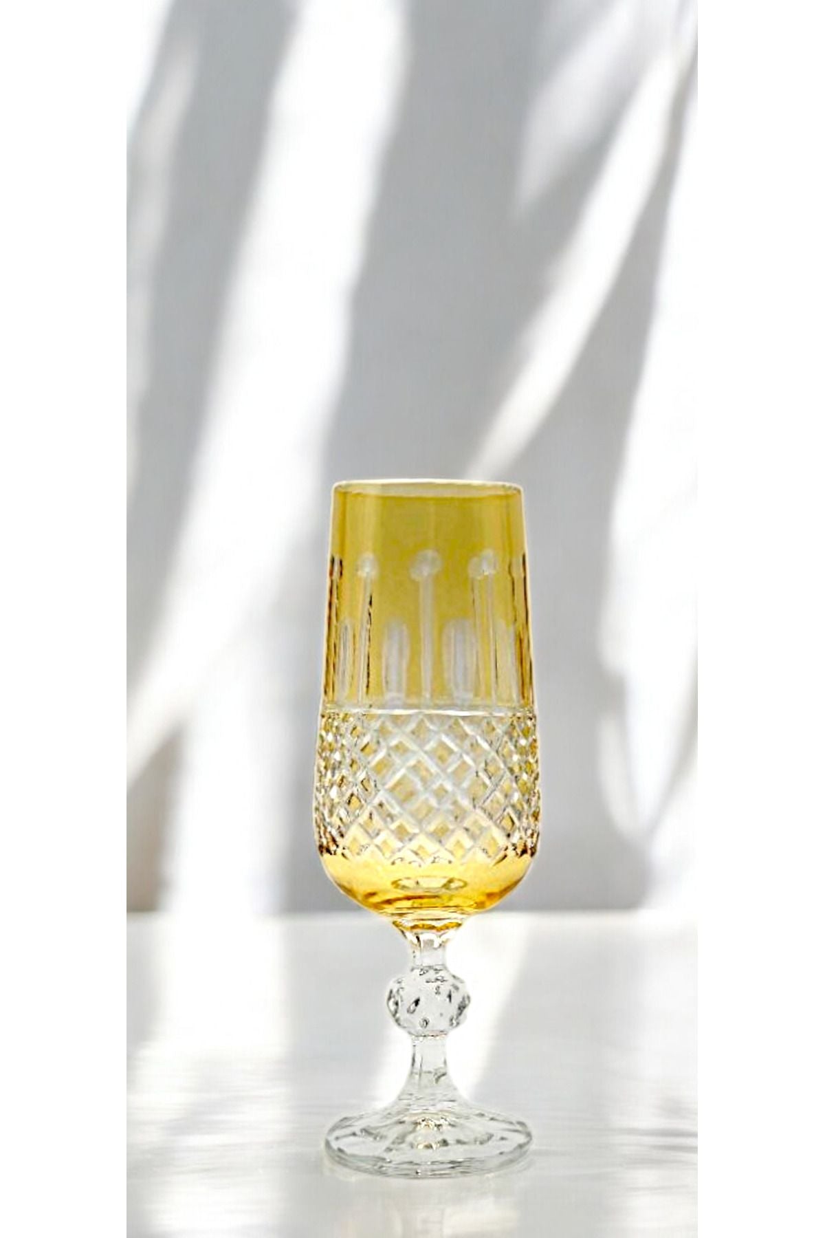 KESME KRİSTAL EL İŞÇİLİĞİ KAHVE YANI Flüt SU BARDAĞI