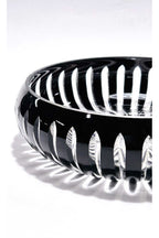 28cm Kristal Kesme Vertical Dekor Siyah Büyük Kase