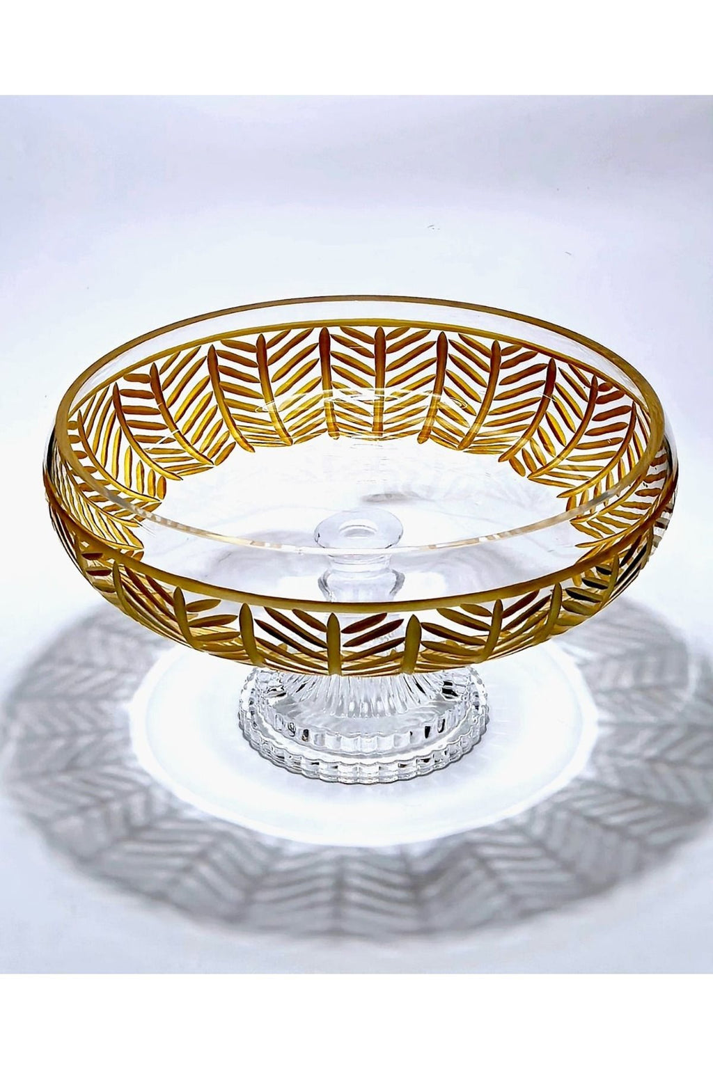 KESME KRİSTAL  GOLD DEKOR AYAKLI  SOFRA SUNUM KASE
