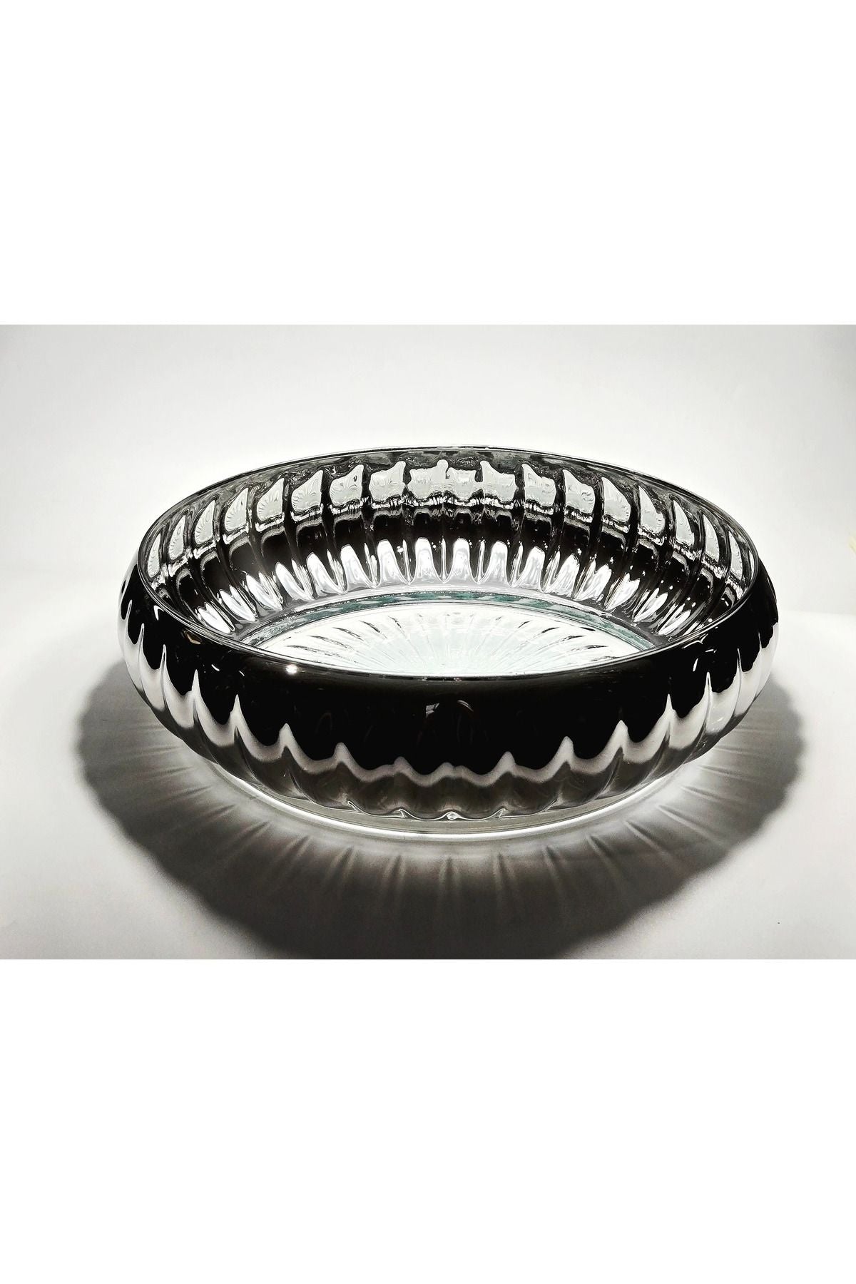 El Yapımı Titanyum Kaplama Silver Renk Dekoratif Sunumluk Meyvelik Kase