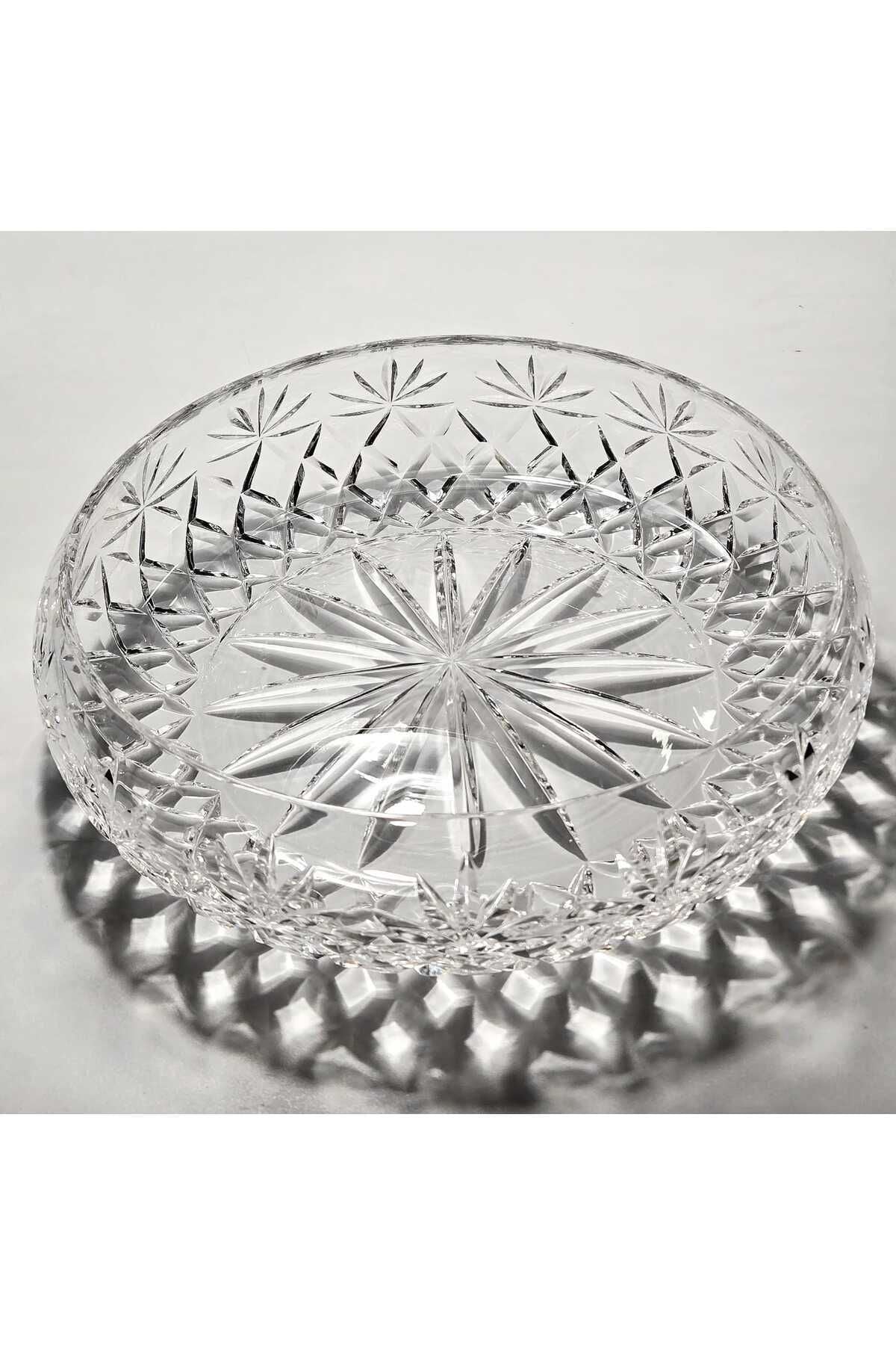 El Yapımı Kristal Palm Desenli 28 Cm Dekoratif Sunumluk Kase