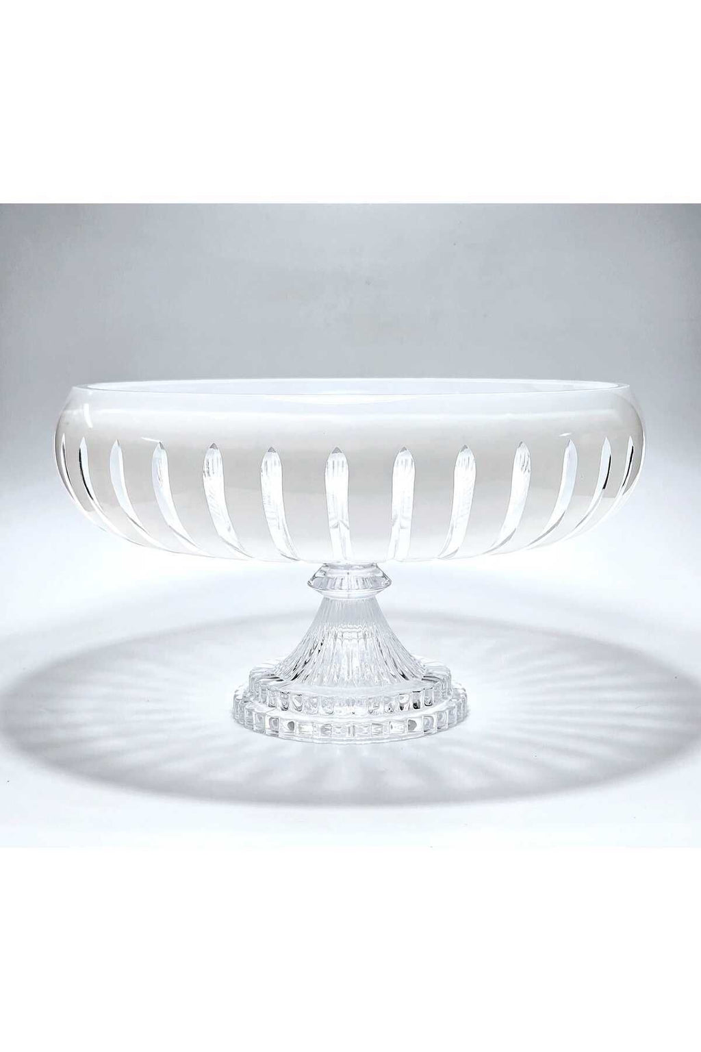 El Yapımı Kesme Kristal Vertical Desen 28 Cm Dekoratif Sunumluk Ayaklı Sofra Sunum Kasesi