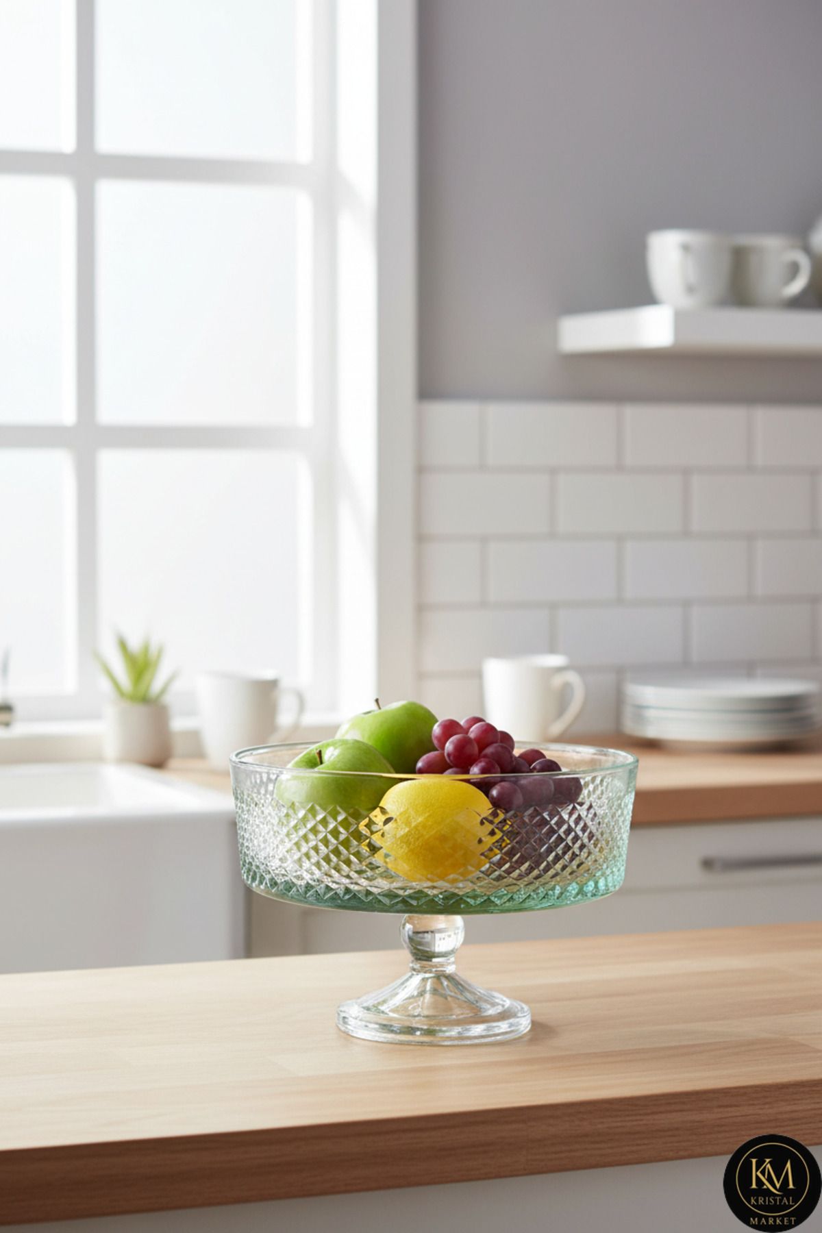 KESME KRİSTAL EL İŞÇİLİĞİ AYAKLI 25 CM KASE KARİZMA Ürün ana görseli