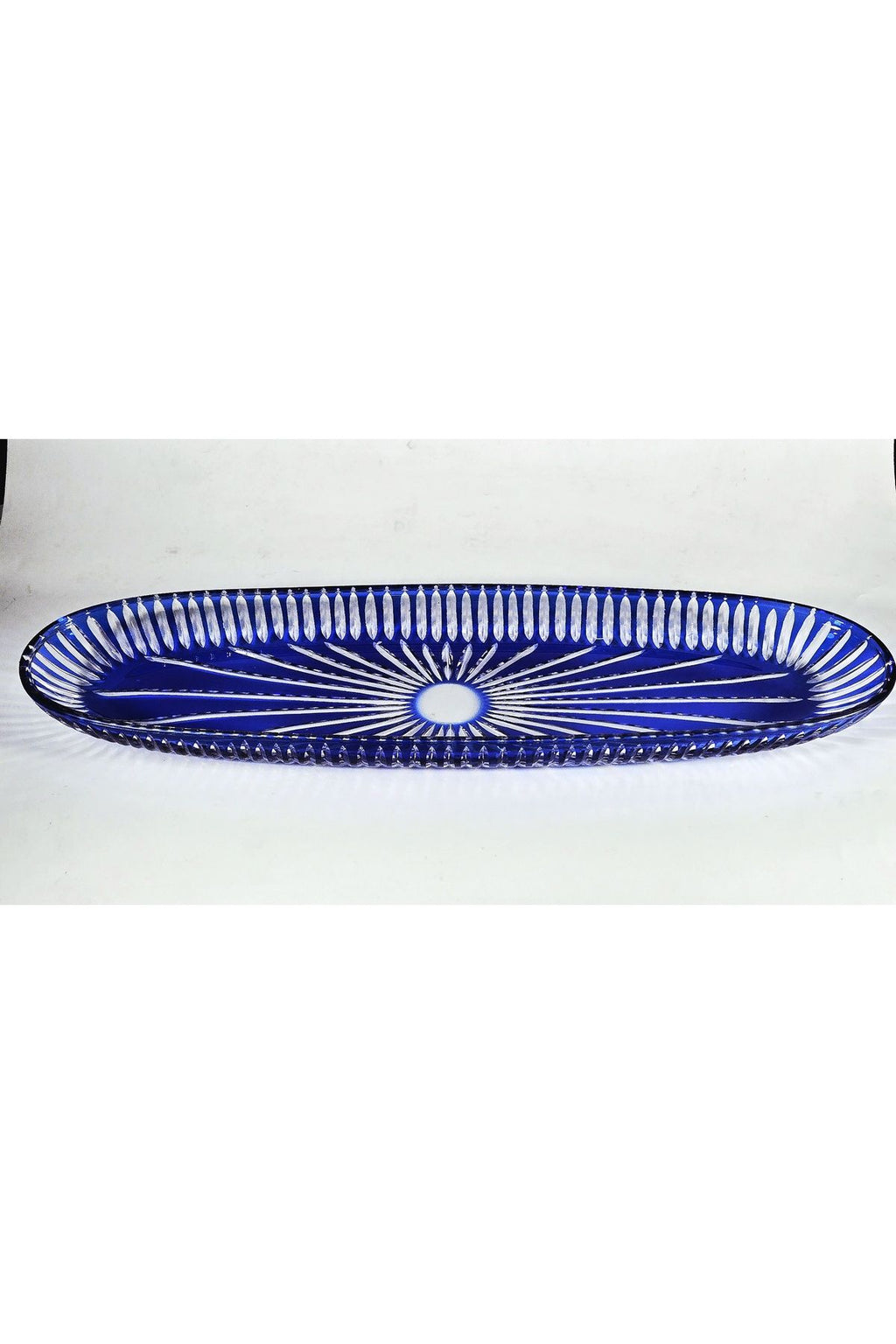 El İşçiliği Kesme Kristal 50 CM Büyük Kayık Sunumluk Vertical Desen