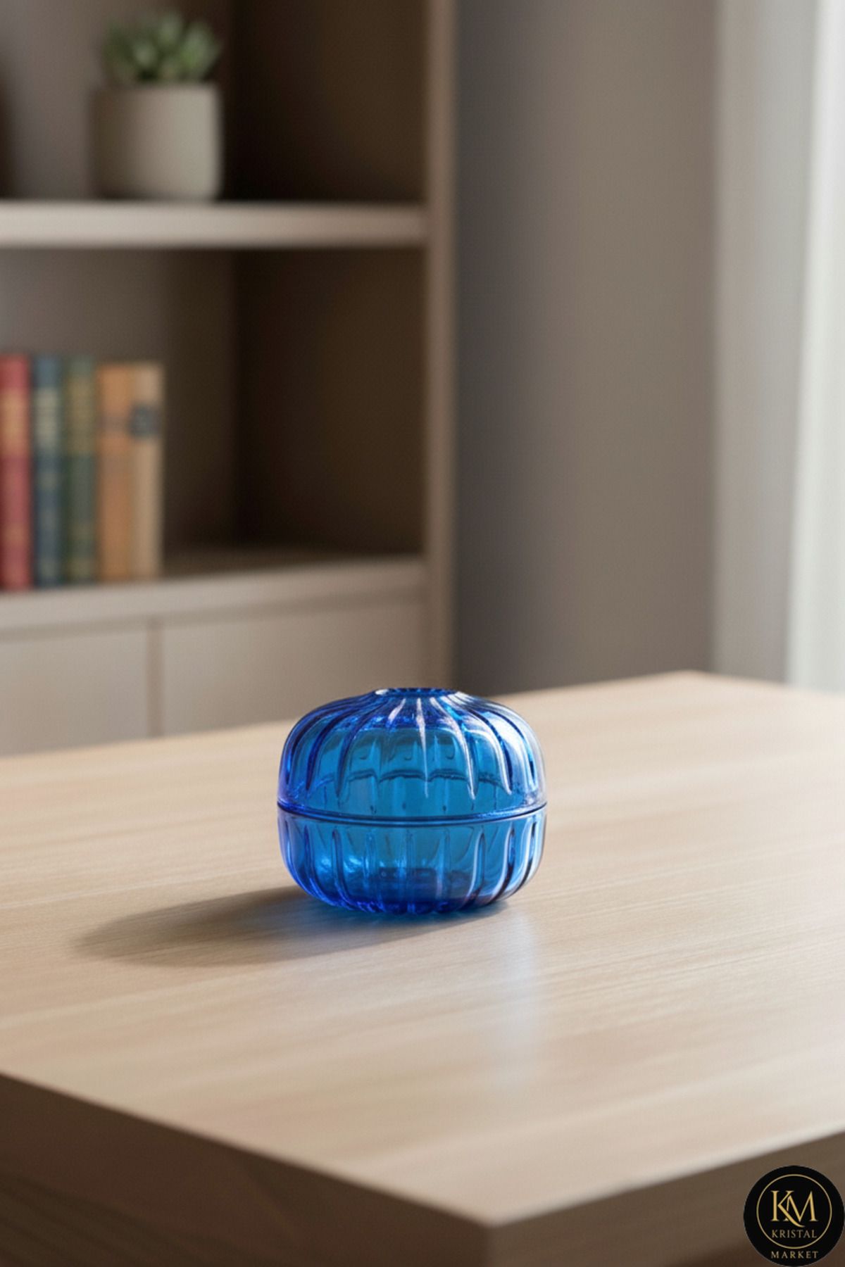 El Yapımı Kristal Vertical Desenli Dekoratif Sunumluk Kapaklı Peçetelik Mumluk