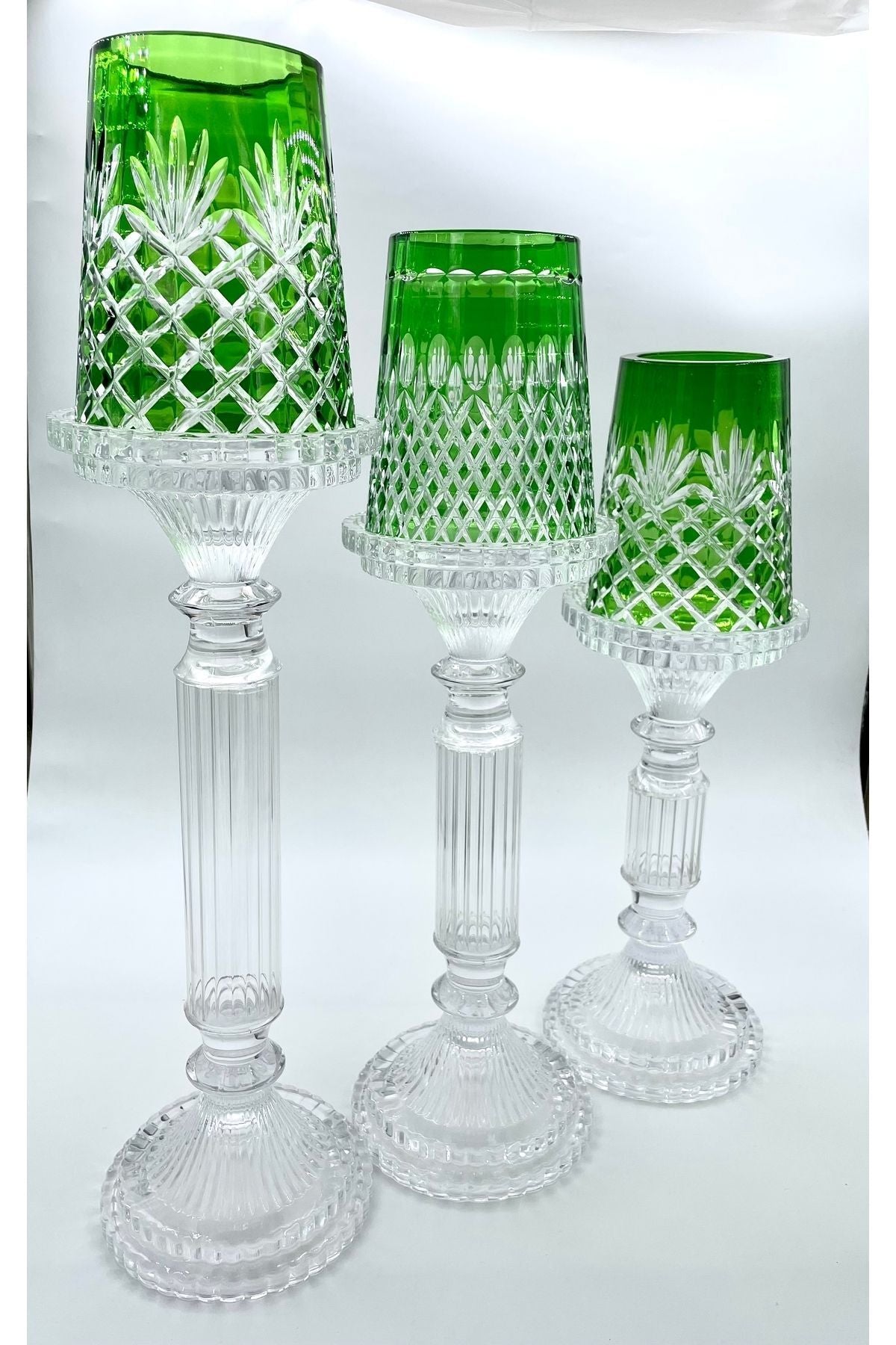 3’lü Kristal Renkli Şamdan Seti Ürün ana görseli