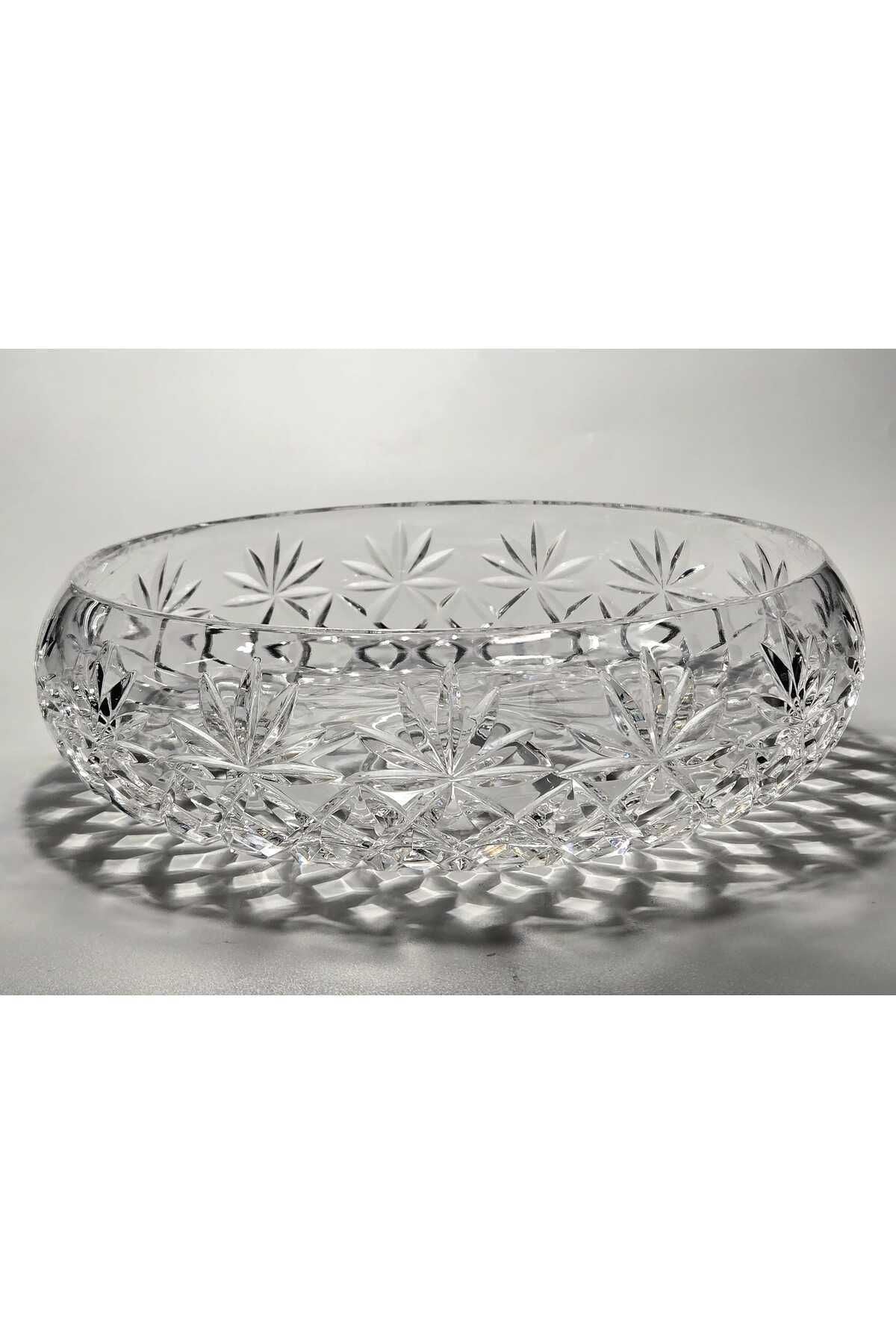 El Yapımı Kristal Palm Desenli 28 Cm Dekoratif Sunumluk Kase