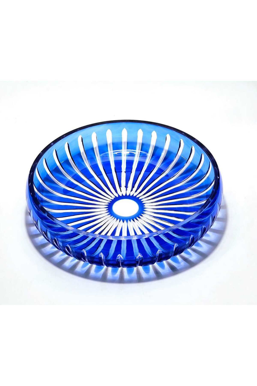 El Yapımı Kesme Kristal Vertical Desen 28 Cm Dekoratif Sunumluk Sofra Sunum Kasesi