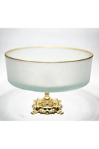 El Yapımı Kristal Gold Detay Mat Dekoratif Ayaklı Sunumluk Kase