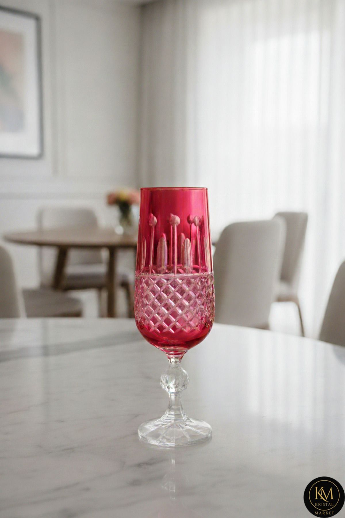 KESME KRİSTAL EL İŞÇİLİĞİ KAHVE YANI Flüt SU BARDAĞI 6'lı Set Ürün ikincil görseli