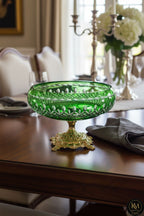 KRİSTAL KESME GOLD AYAK YEŞİL KASE