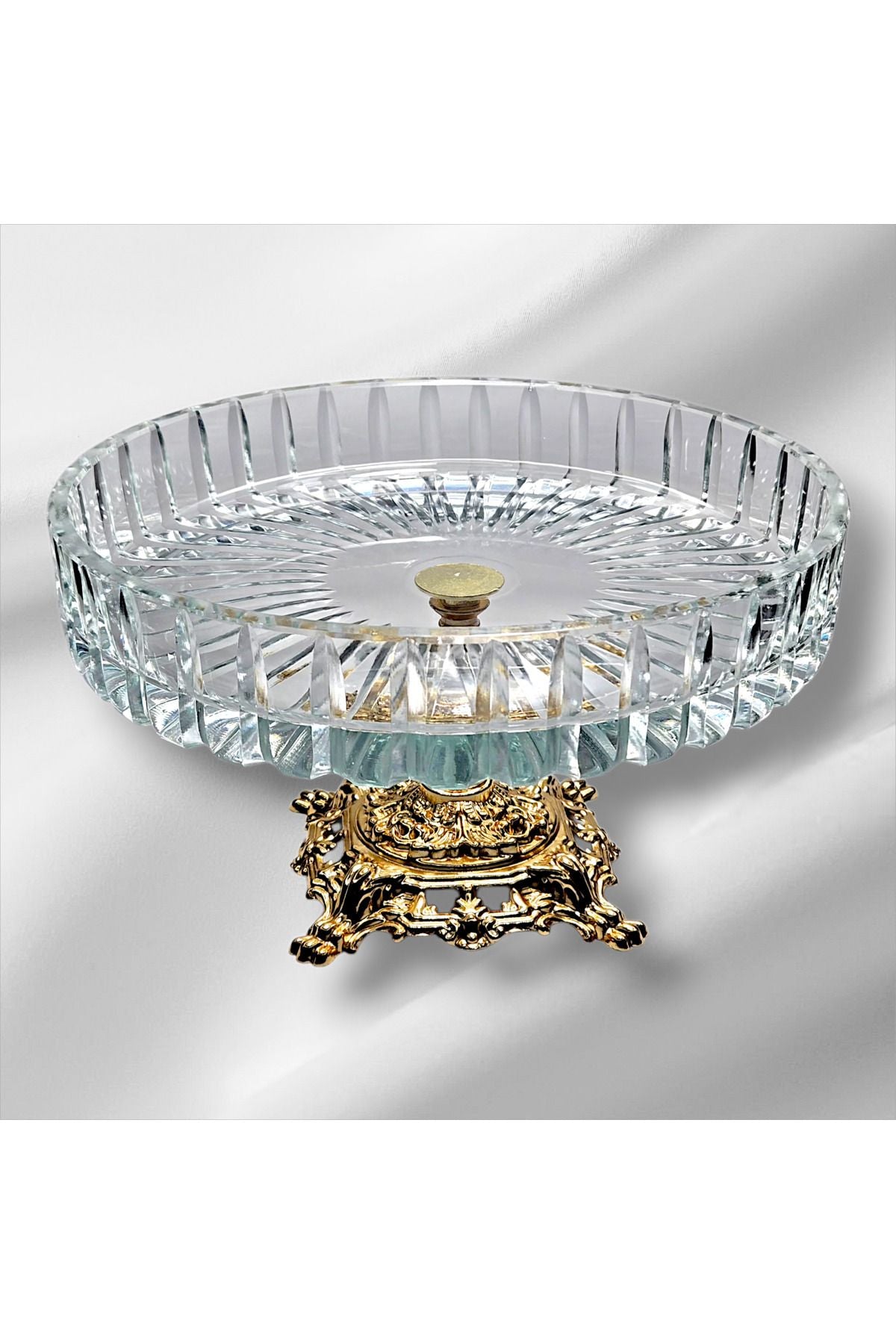 El Yapımı Kesme Kristal Vertical Kesim 25 Cm Dekoratif Sunumluk Kase Ürün ikincil görseli