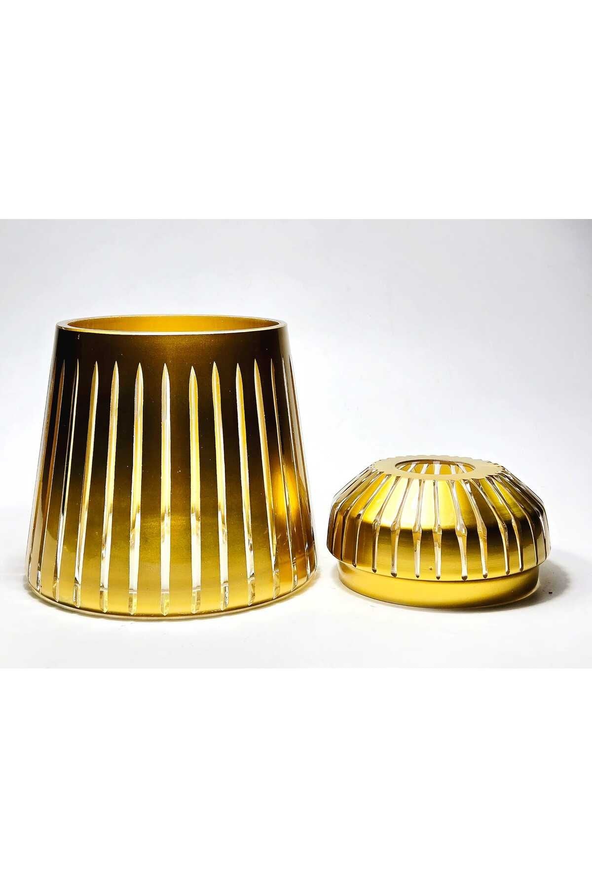 El Yapımı Kesme Kristal Pearl Vertical Desen Ayaksız Dekoratif Sunumluk Kapaklı Peçetelik Mumluk