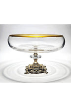 El Yapımı Kristal Gold Detay Şeffaf Dekoratif Ayaklı Sunumluk Kase