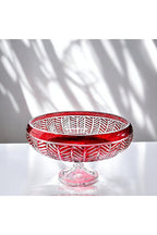 28cm Kesme Kristal Paris Dekor Kırmızı Ayaklı Kase Milas Desen