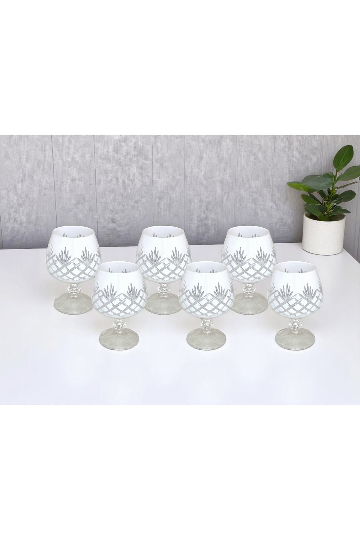 El Yapımı Kristal Ayaklı Dekoratif Sunumluk Kahve Yanı Likör Su Bardağı Takım 6'lı Ürün ana görseli