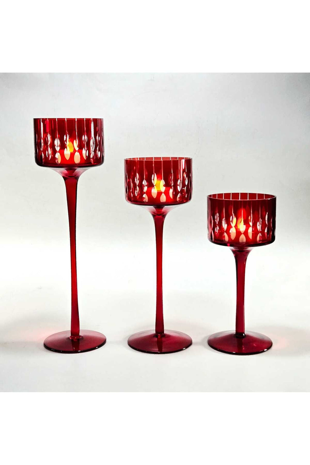 El Yapımı Kristal Damla Desen Dekoratif Mumluk Set 3'lü