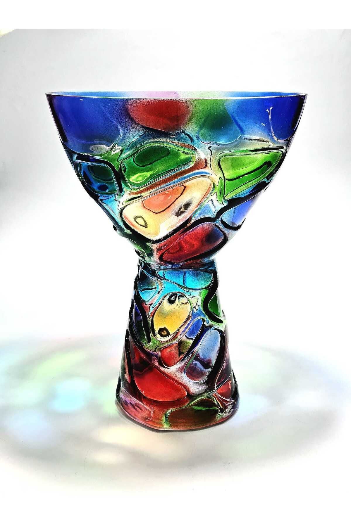 KRİSTAL EL İŞLİĞİ RENKLİ VAZO