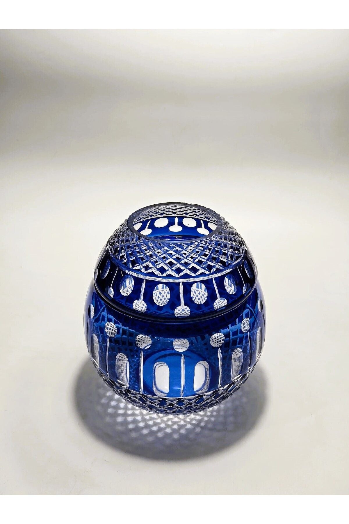 El Yapımı Kristal Kesme Desen Büyük Dekoratif Peçetelik Mumluk Ürün ikincil görseli