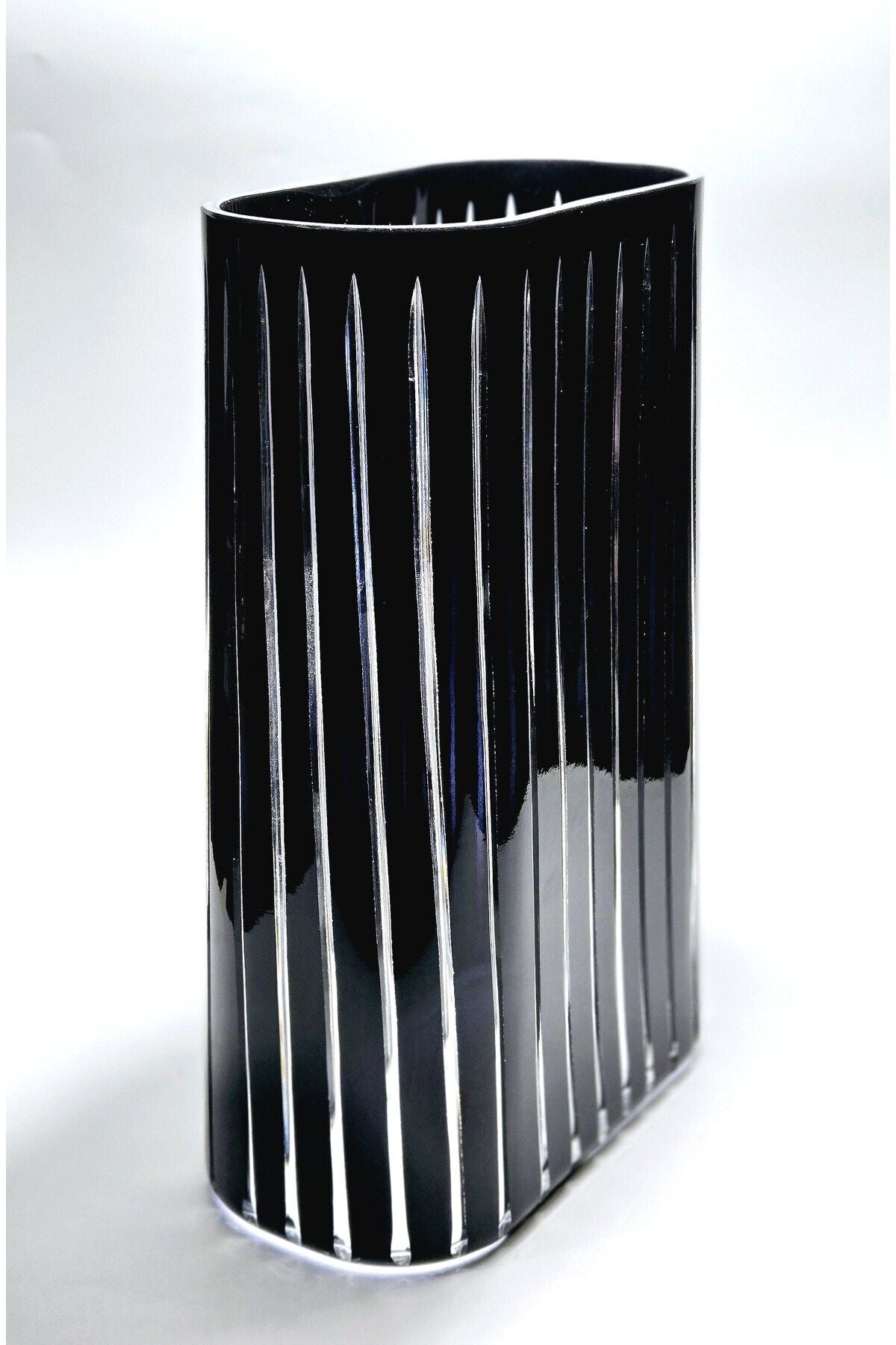 Roma vertical desen füme Lüks kesme kristal özel vazo