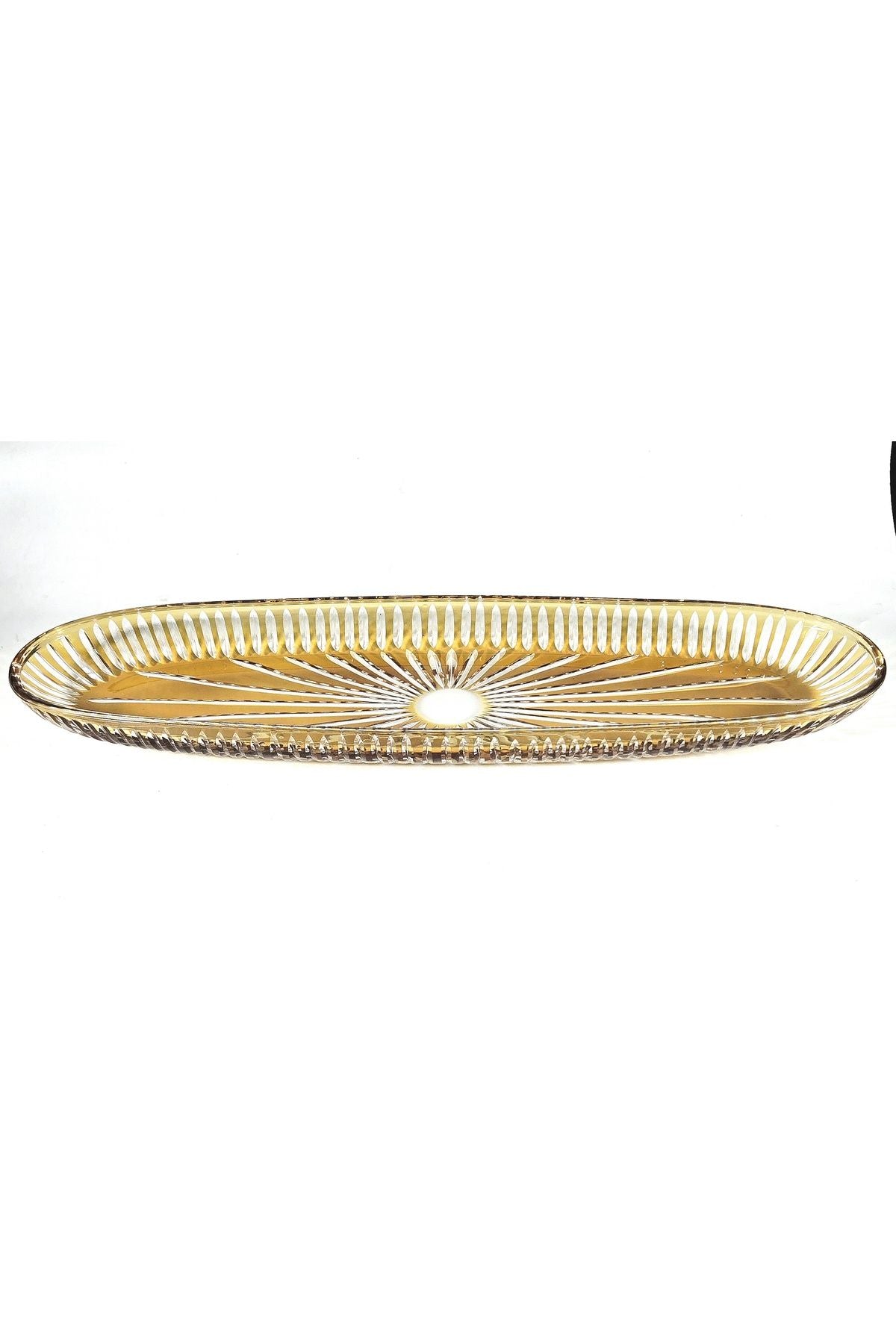 El İşçiliği Kesme Kristal 50 CM Büyük Kayık Sunumluk Vertical Desen Ürün ikincil görseli