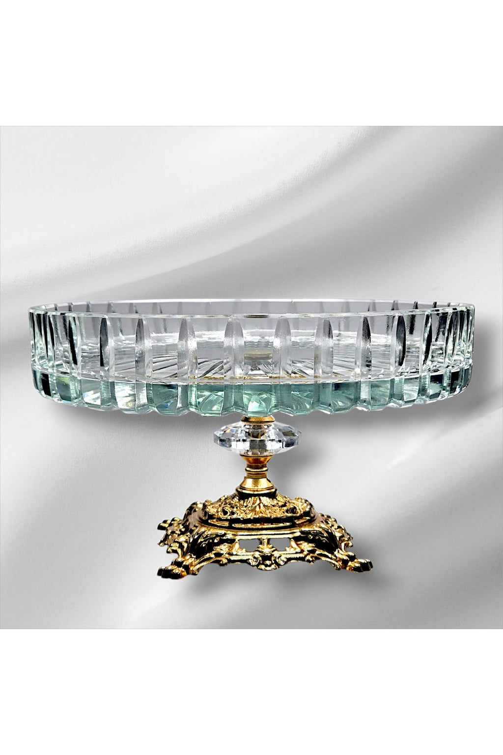 El Yapımı Kesme Kristal Vertical Kesim 25 Cm Dekoratif Sunumluk Kase