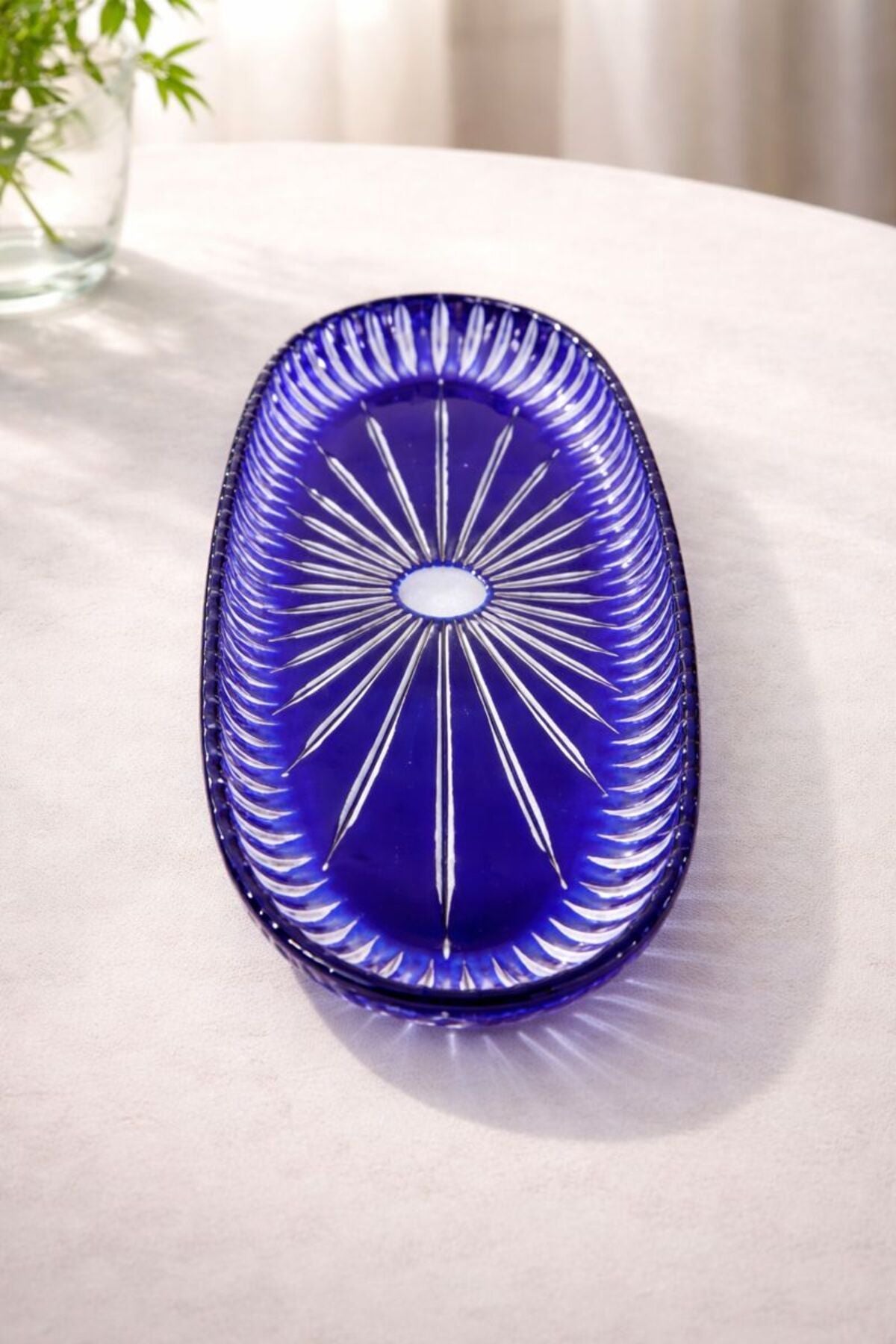 El İşçiliği Kesme Kristal 50 CM Büyük Kayık Sunumluk Vertical Desen Ürün ana görseli