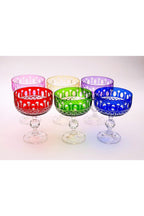 El Yapımı Kristal Bohemia Lüks Royal Desen 200ml Dekoratif Sunumluk Ayaklı Dondurmalık Kase Set 6'lı