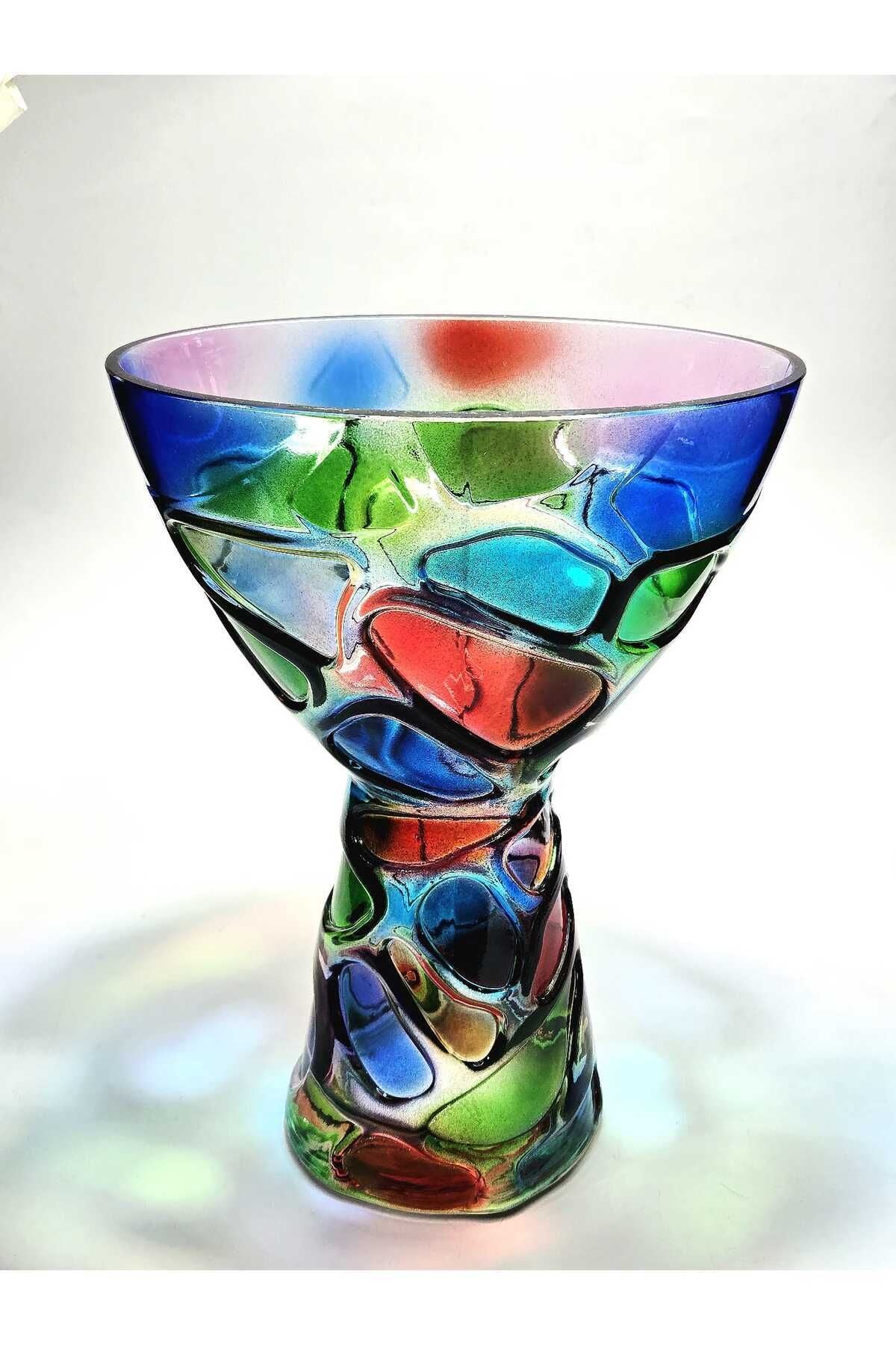 KRİSTAL EL İŞLİĞİ RENKLİ VAZO Ürün ikincil görseli