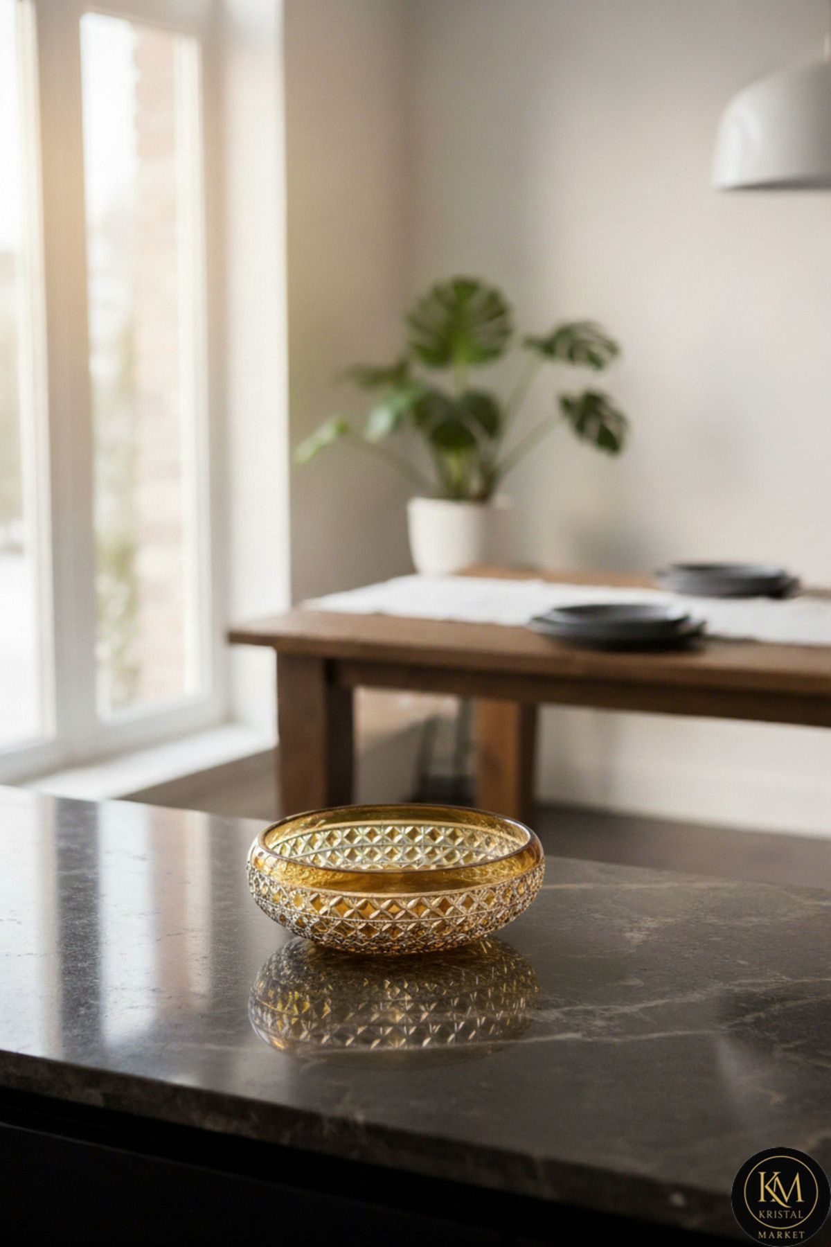 El Yapımı Kristal Desenli 28 Cm Dekoratif Sunumluk Sofra Sunum Kasesi Ürün ana görseli