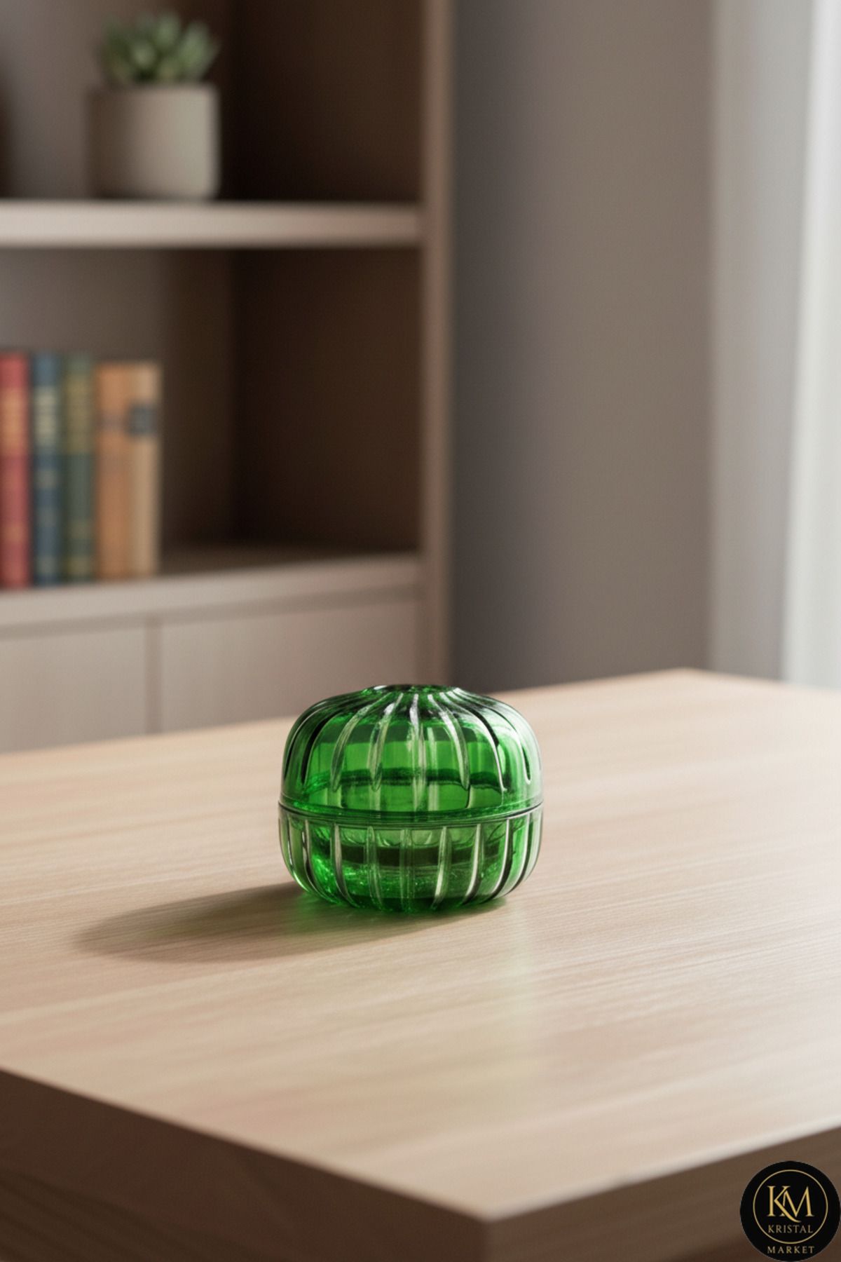 El Yapımı Kristal Vertical Desenli Dekoratif Sunumluk Kapaklı Peçetelik Mumluk