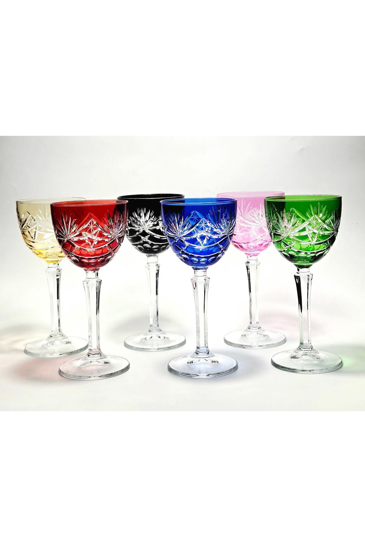 El Yapımı Kristal Star Rengarenk Dekoratif Sunumluk Kadeh Seti 6'lı Ürün ikincil görseli