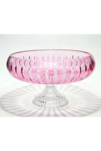 El Yapımı Kesme Kristal Vertical Desen 28 Cm Dekoratif Sunumluk Ayaklı Sofra Sunum Kasesi