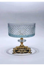 16cm Kesme Kristal Karizma Dekor Metal Ayak Cam Kase Karizma