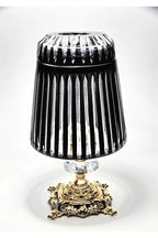 El Yapımı Kesme Kristal Merkür Vertical Desen Dekoratif Sunumluk Kapalı Peçetelik Mumluk Siyah