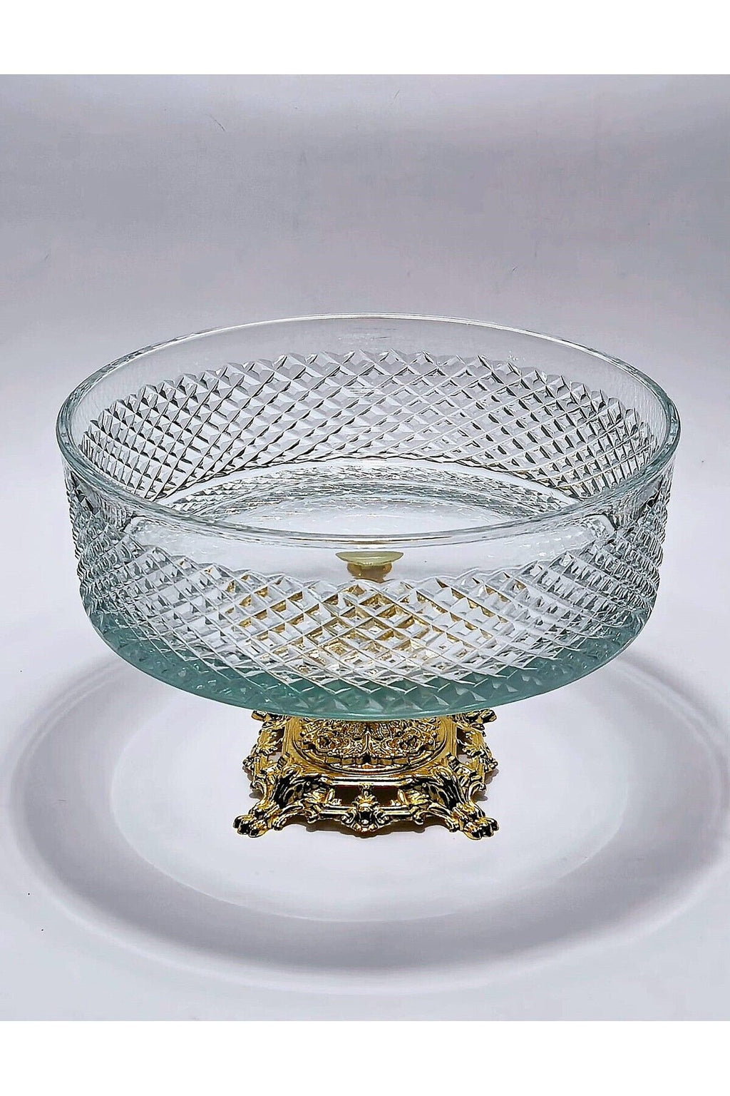 25cm Kesme Kristal Karizma Dekor Metal Ayak Cam Kase