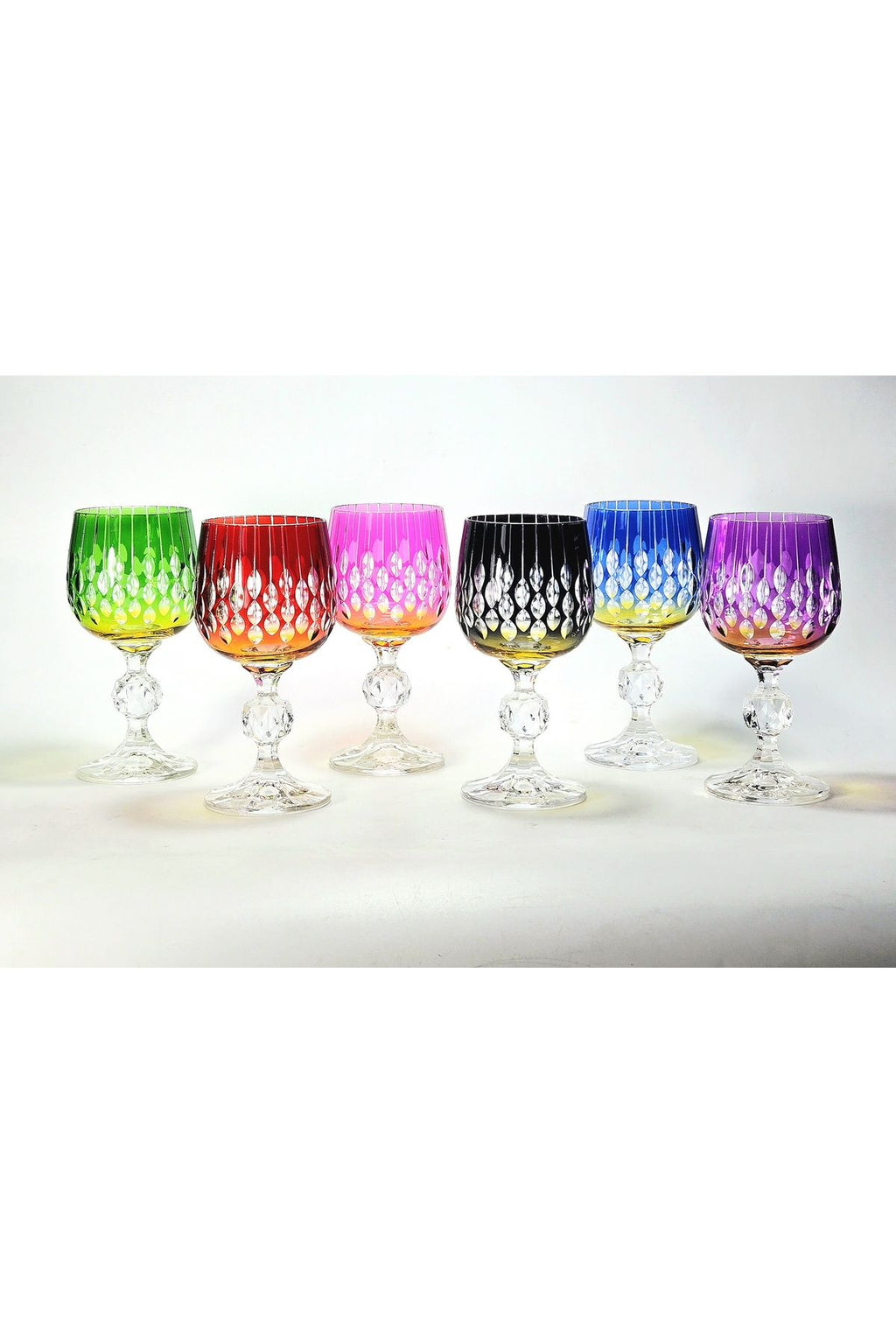 El Yapımı Bohemia Kristal Neon Damla Kahve Yanı Su Bardağı