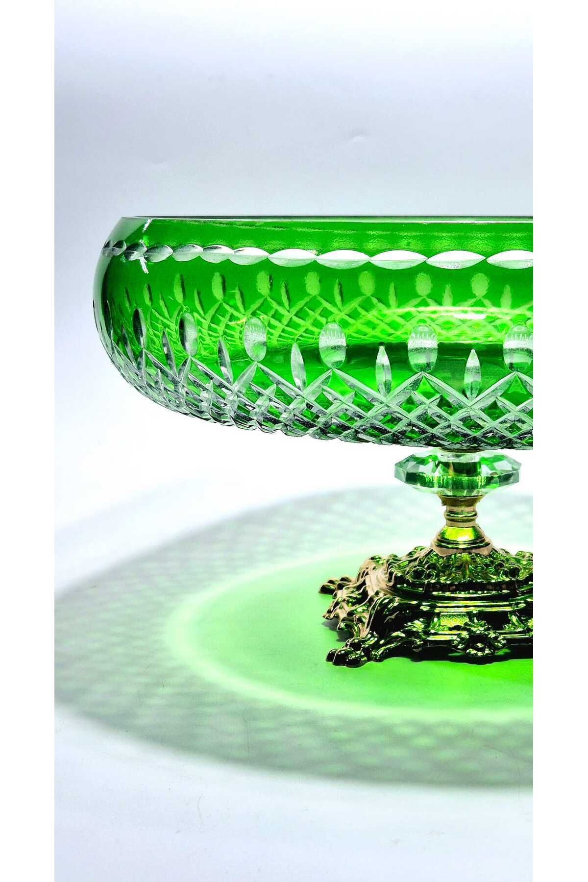 KRİSTAL KESME GOLD AYAK YEŞİL KASE