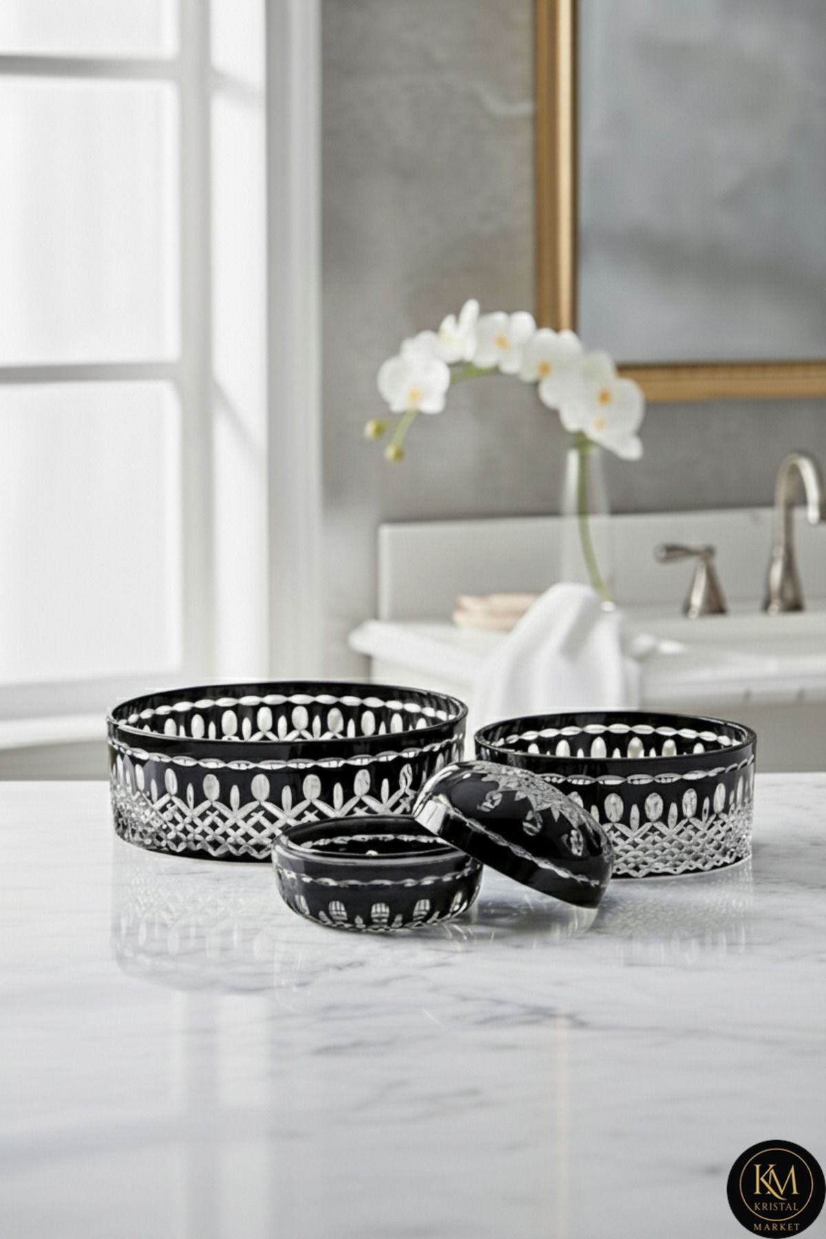 KESME KRİSTAL EL İŞÇİLŞİĞİ SOFRA SUNUM SETİ 3'lÜ Ürün ana görseli