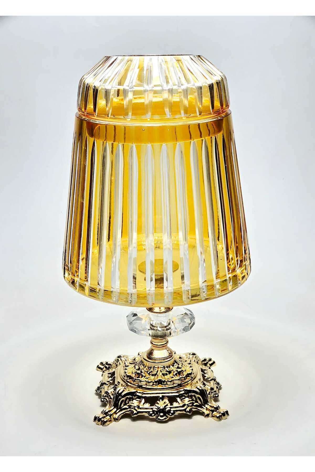 El Yapımı Kesme Kristal Merkür Vertical Desen Dekoratif Sunumluk Kapaklı Peçetelik Mumluk