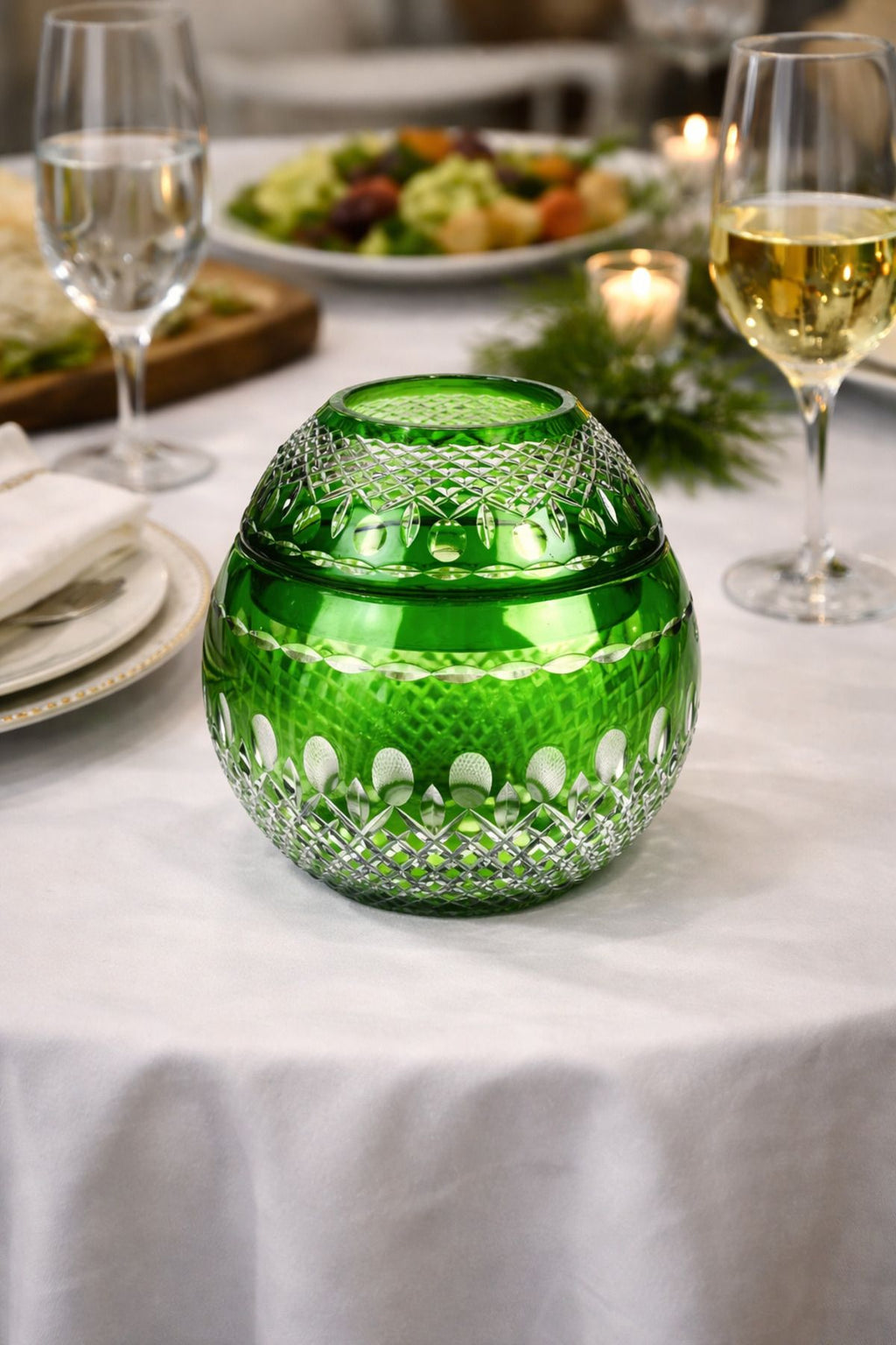 El İşçiliği Kesme kristal Üzüm Desen Büyük Kapaklı Peçetelik Mumluk